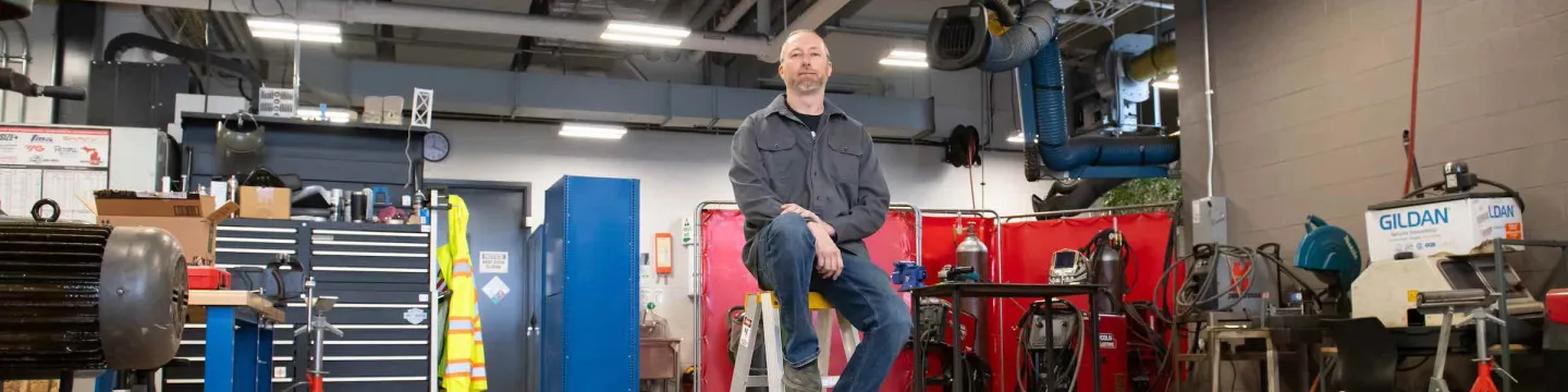 UPEI fabrication technician Sandy Doucette in the Faculty of Sustainable Design Engineering building