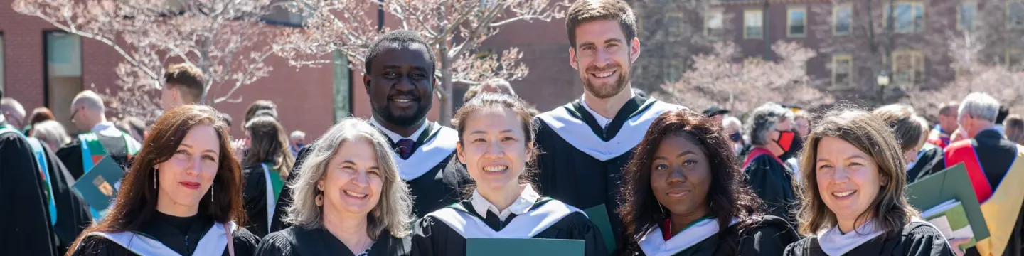 a group of six Master of Arts in Island Studies graduates at UPEI Convocation