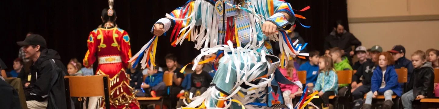 male dancer in colourful indigenous clothing