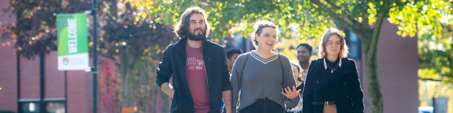 students walking in the quad