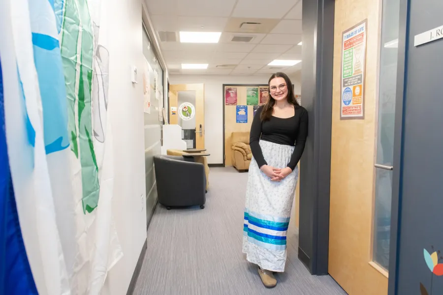 UPEI student Kallie Drummond in the Mawi'omi Indigenous Student Centre