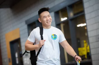 UPEI engineering student Yvan in the Faculty of Sustainable Design Engineering building