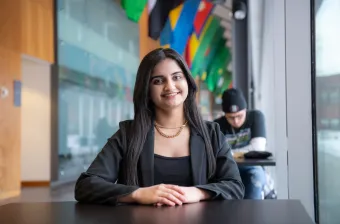 a UPEI student in McDougall Hall