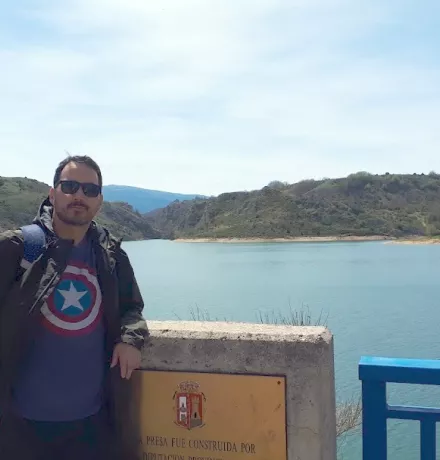 UPEI student Eric Andersen at a dam in Spain