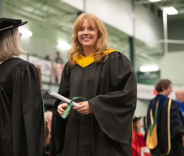 UPEI graduate Tayah Sommer on stage at Convocation